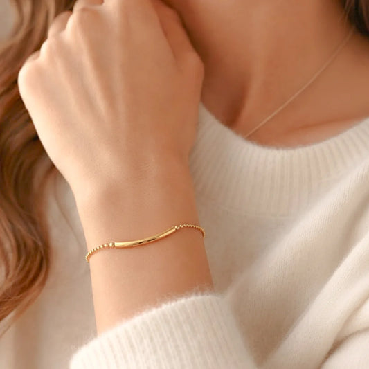 Heart Charm Bar Bracelet - 18K Gold Plated