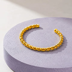 Twist Rope Cuff Bracelet - 18K Gold Plated