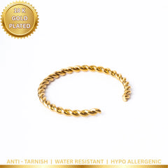 Twist Rope Cuff Bracelet - 18K Gold Plated