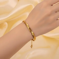 Golden Braided Snake Chain Bracelet - 18K Gold Plated