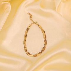 Golden Braided Snake Chain Bracelet - 18K Gold Plated