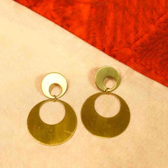 Brass Round Circular Drop Earrings
