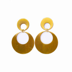 Brass Round Circular Drop Earrings