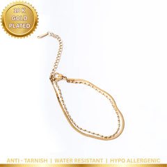 Golden Beaded Chain Layered Bracelet - 18K Gold Plated