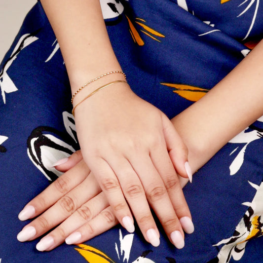 Golden Beaded Chain Layered Bracelet - 18K Gold Plated