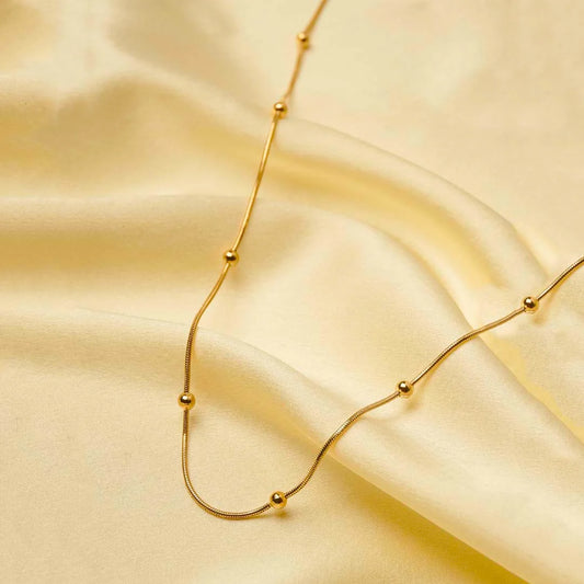 Golden Beaded Ball Chain Necklace