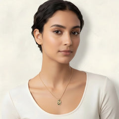 Golden Engraved Rose Pendant Necklace - 18K Gold Plated