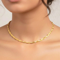 Interwoven Snake Chain Necklace - 18K Gold Plated