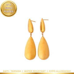 Long Teardrop Dangle Earrings - 18K Gold Plated