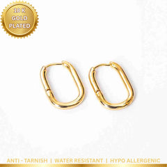 Golden Oval Hoops - 18K Gold Plated