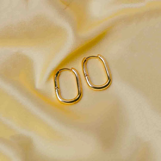 Golden Oval Hoops - 18K Gold Plated