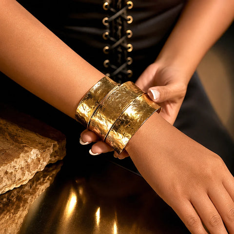 Bold Sculptural Brass Cuff Bangle
