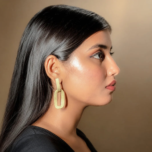 Brass Oval Like Drop Earrings