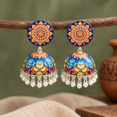Floral Mosaic Meenakari Earrings
