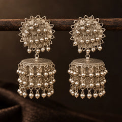 Silver Ghungroo Jhumka Earrings