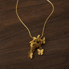 Butterfly Cluster Pendant Necklace - 18K Gold Plated
