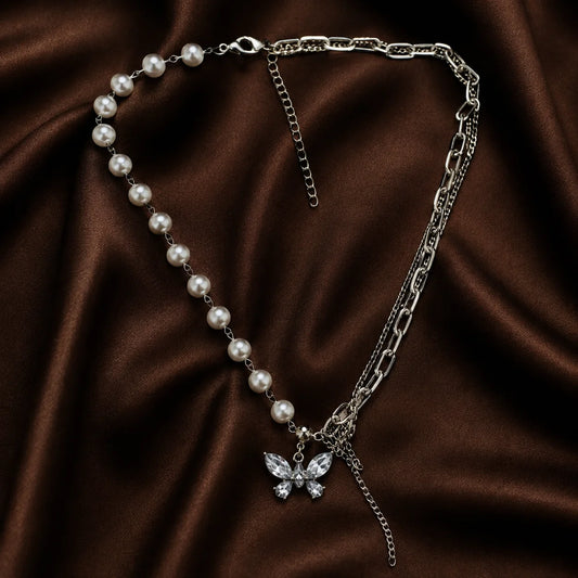 Pearl Butterfly Charm Necklace