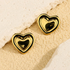 Valentina Chunky Heart Earrings - 18K Gold Plated