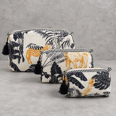 Black N White Palm 3 Layered Pouches
