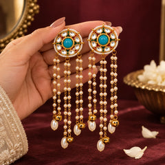 Turquoise Pearl Dangle Earrings