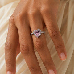 Pink Crystal Heart Ring