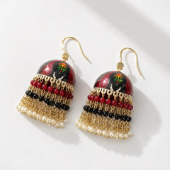Goddess Motif Meenakari Jhumkas