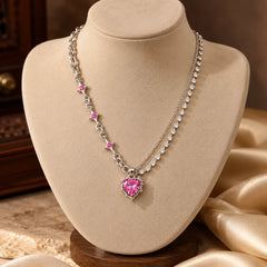 Pink Crystal Heart Necklace