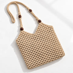 Earthy Bead Macramé Shoulder Bag