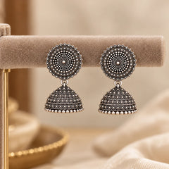 Silver Ethnic Jhumki Dangle Earrings