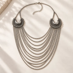Oxidised Silver Cascade Necklace