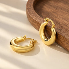 Golden Timeless Tube Hoops - 18K Gold Plated