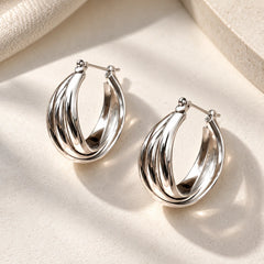 Triple Line Twisted Hoops - Silver 925