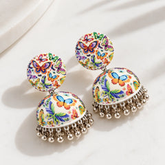 Butterfly Motif Meenakari Jhumkas