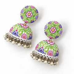 Multicolour Floral Meenakari Jhumkas