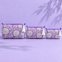 Purple Floral Print Pouch