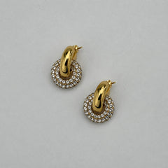 Crystal Interlock Hoop Earrings - 18K Gold Plated