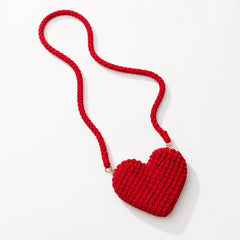 Red Heart Macrame Sling Bag