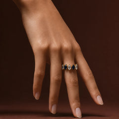 Midnight Sparkle Open Ring - 18K Gold Plated