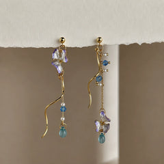 Ocean Dew Asymmetric Drop Earrings