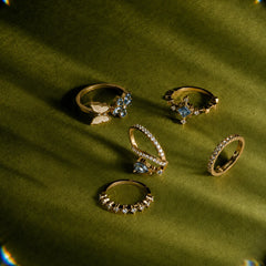 Butterfly & Flower Crystal Rings Combo