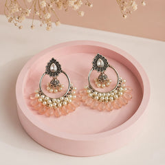 Blush Pink Chandbali Jhumka Earrings