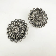 Black Oxidised Sunburst Stud Earrings
