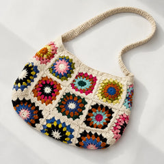 Colourful Floral Crochet Shoulder Bag