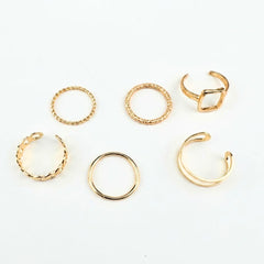 Gold Textured Minimal Ring Combo