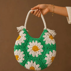 Olive Floral Small Crochet Hand Bag