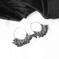 Oxidised Beaded Colourful Jhumka Hoop Earrings