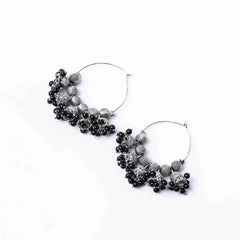 Oxidised Beaded Colourful Jhumka Hoop Earrings