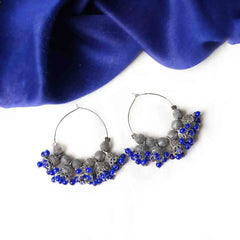 Oxidised Beaded Colourful Jhumka Hoop Earrings