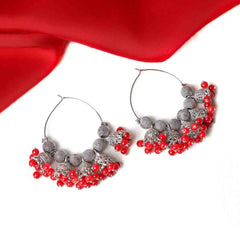 Oxidised Beaded Colourful Jhumka Hoop Earrings