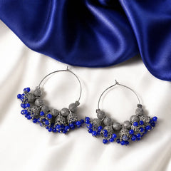 Oxidised Beaded Colourful Jhumka Hoop Earrings